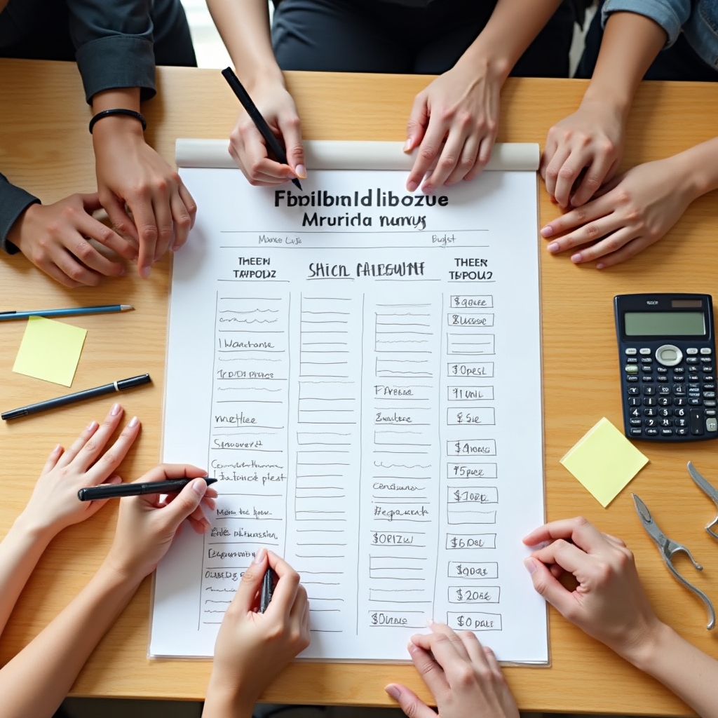 Hands filling out a physical envelope budgeting worksheet with categories and peso amounts during a seminar